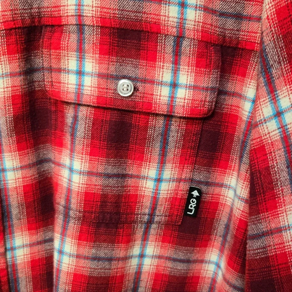 LRG Lifted Research Group Flannel Shirt Shacket 3XL Red Buffalo Plaid Streetwear